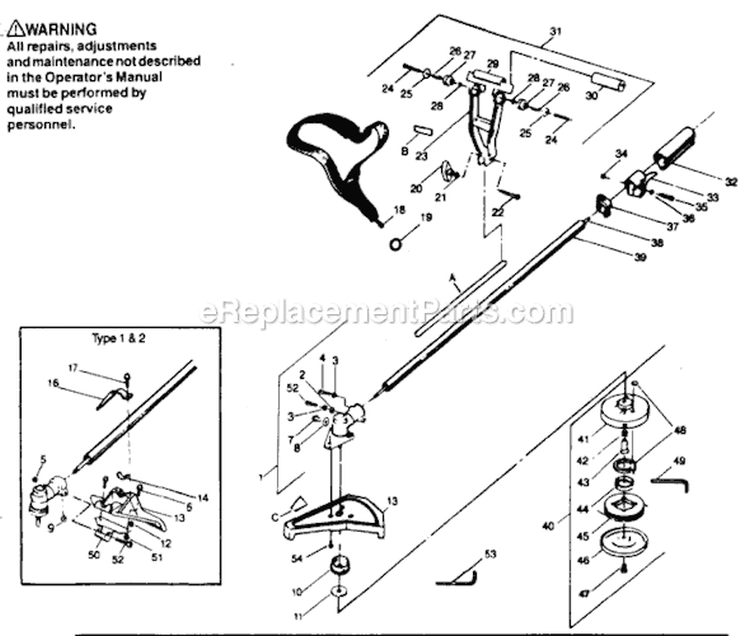 Page C Diagram and Parts List for YP160  Weed Eater Trimmer